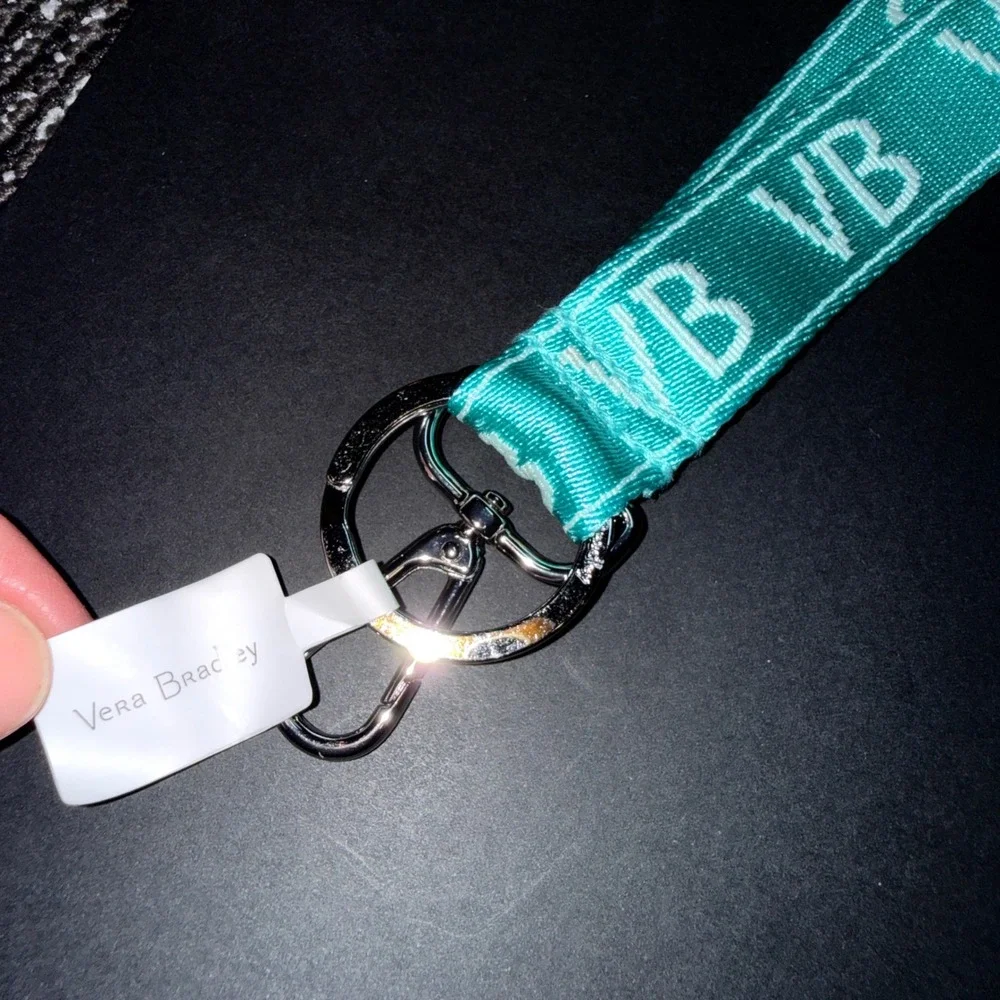 Vera Bradley Webbing Lanyard Womens OS Teal NEW Logo Floral Bursts